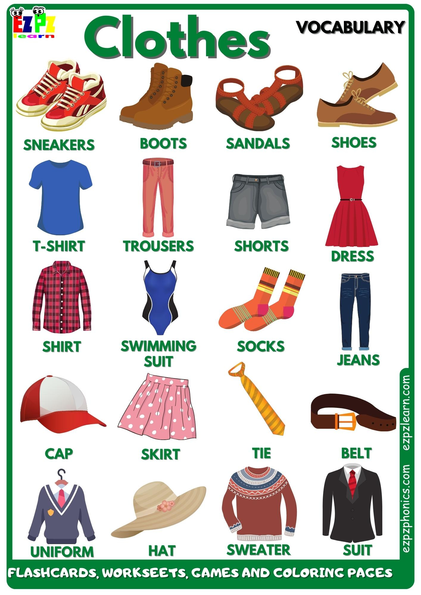 Clothes Vocabulary Free English Vocabulary Resources Flashcards
