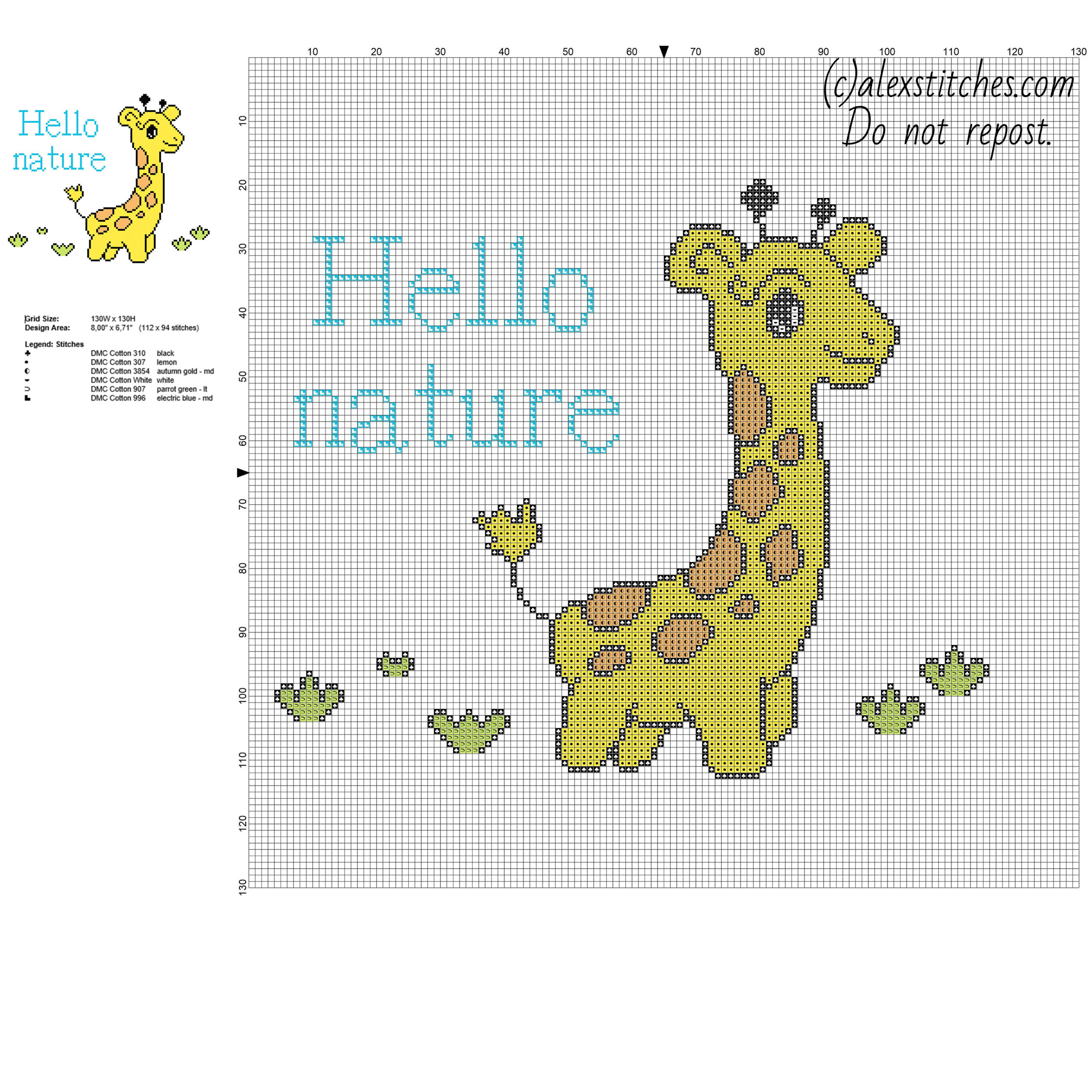 Colored baby giraffe animal for baby free cross stitch pattern Colored baby giraffe animal for baby free cross stitch pattern