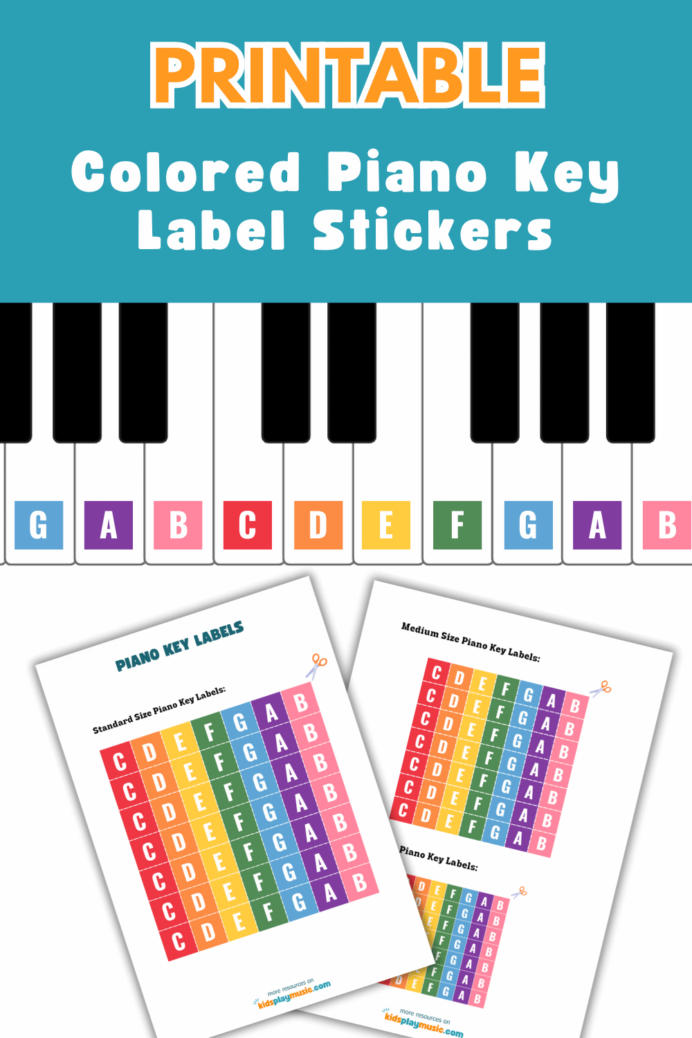 Colored Piano Key Labels Printable - KidsPlayMusic