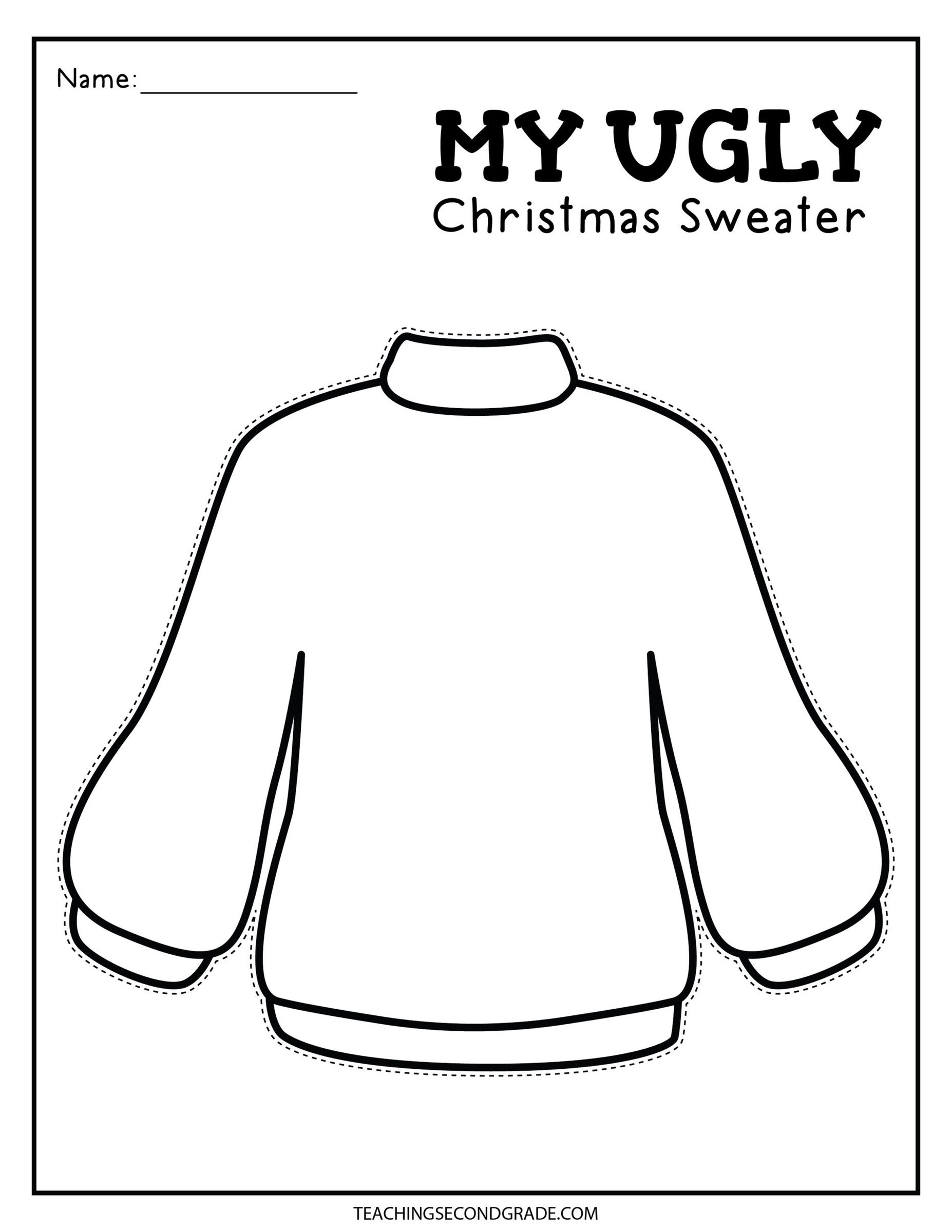 Coloring Sheet Free Printable Sweater Template Ugly Christmas