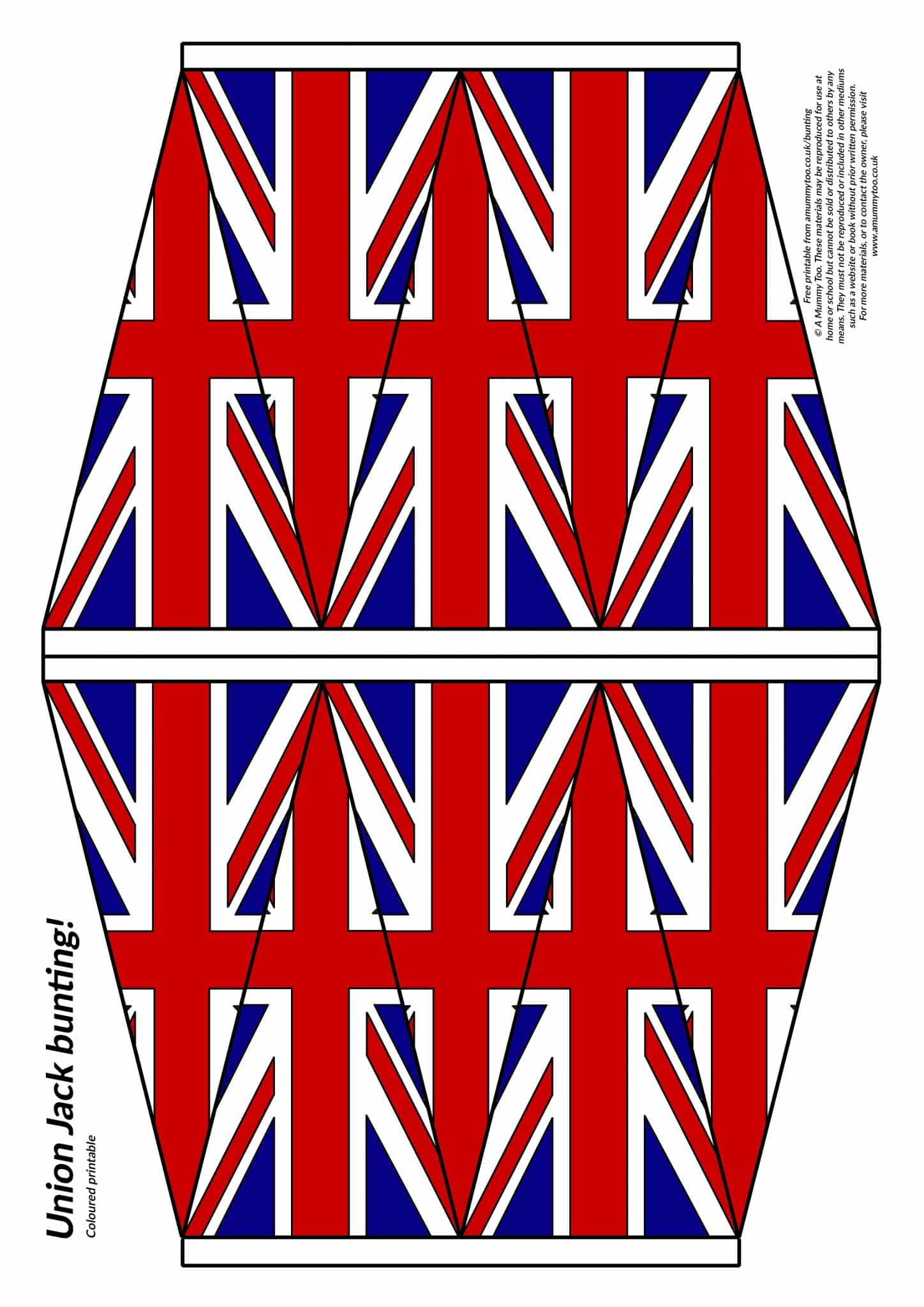 Colour and Cut out Printable Union Jack Bunting