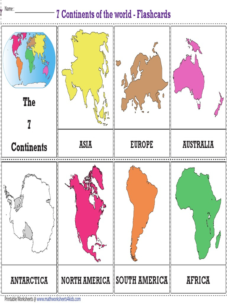 Continents Flashcards Printable  PDF  Home & Garden  Art