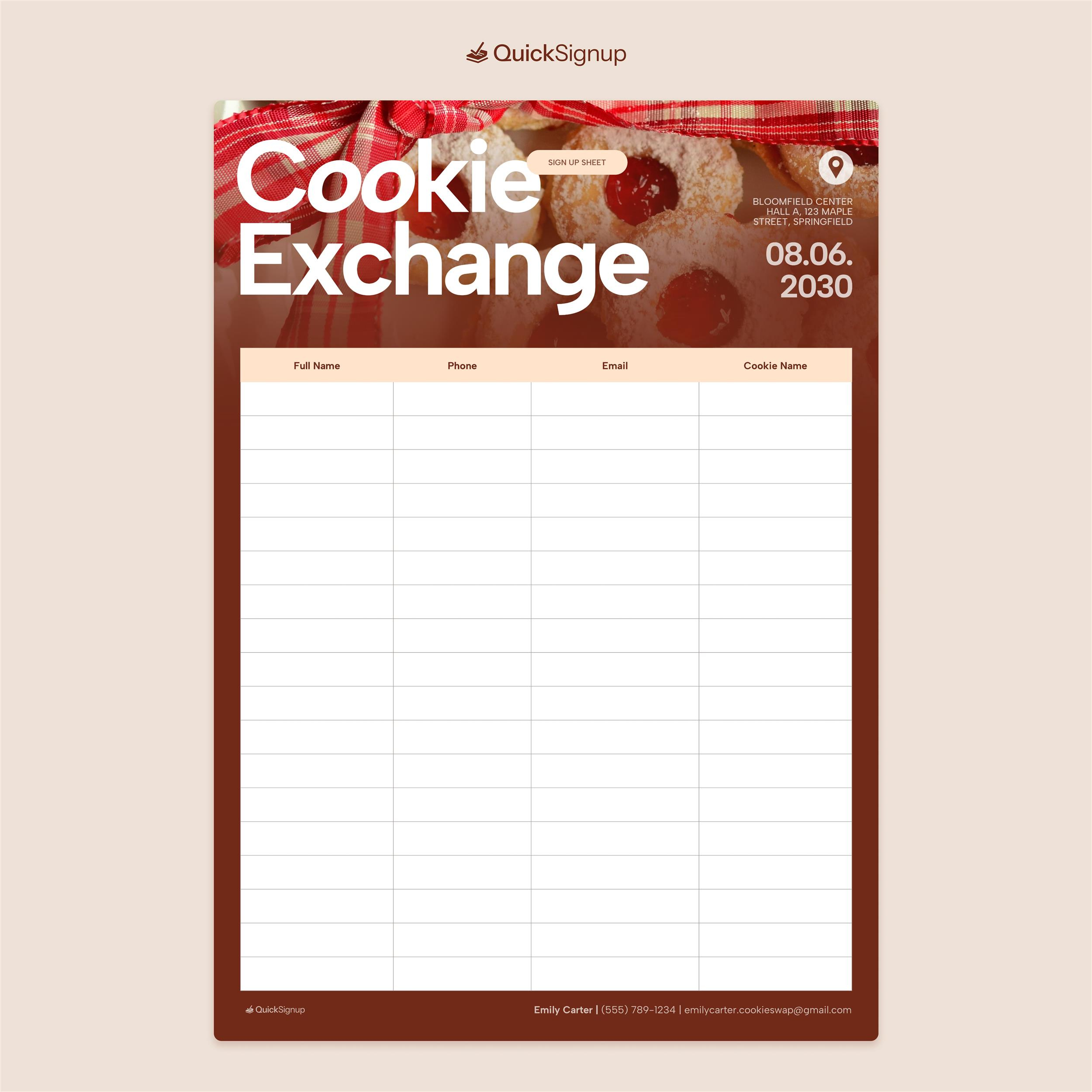 Cookie Exchange Sign Up Sheet Templates [% Free]