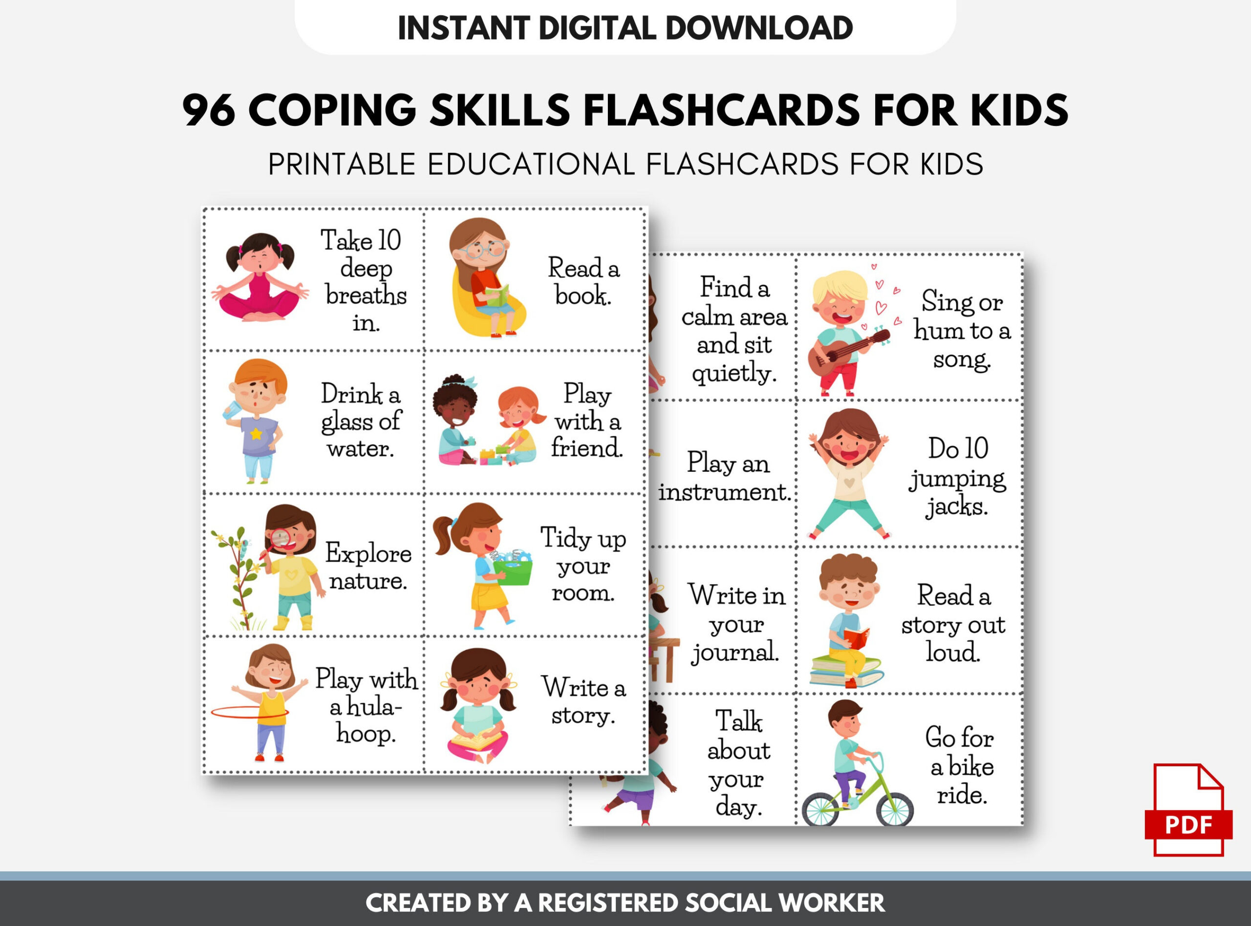 Coping Skills Cards for Kids (Digital Printable)