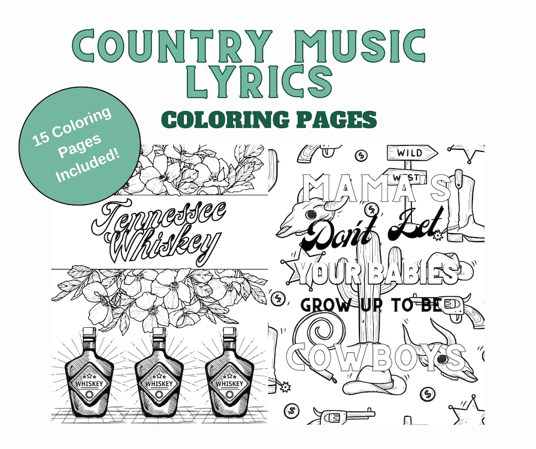 Country Music Lyric Art Printable Coloring Pages With Western Country Music Lyric Art Printable Coloring Pages With Western