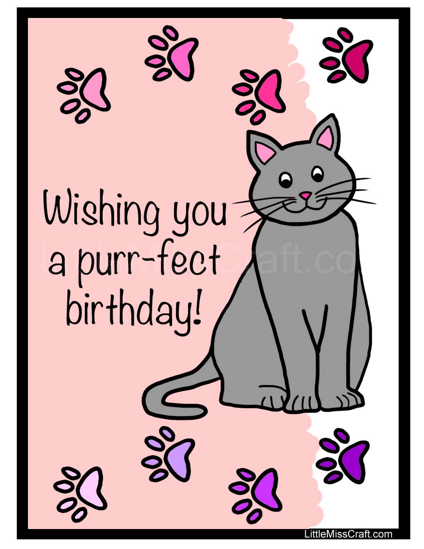Crafts - Cat Birthday Coloring Page