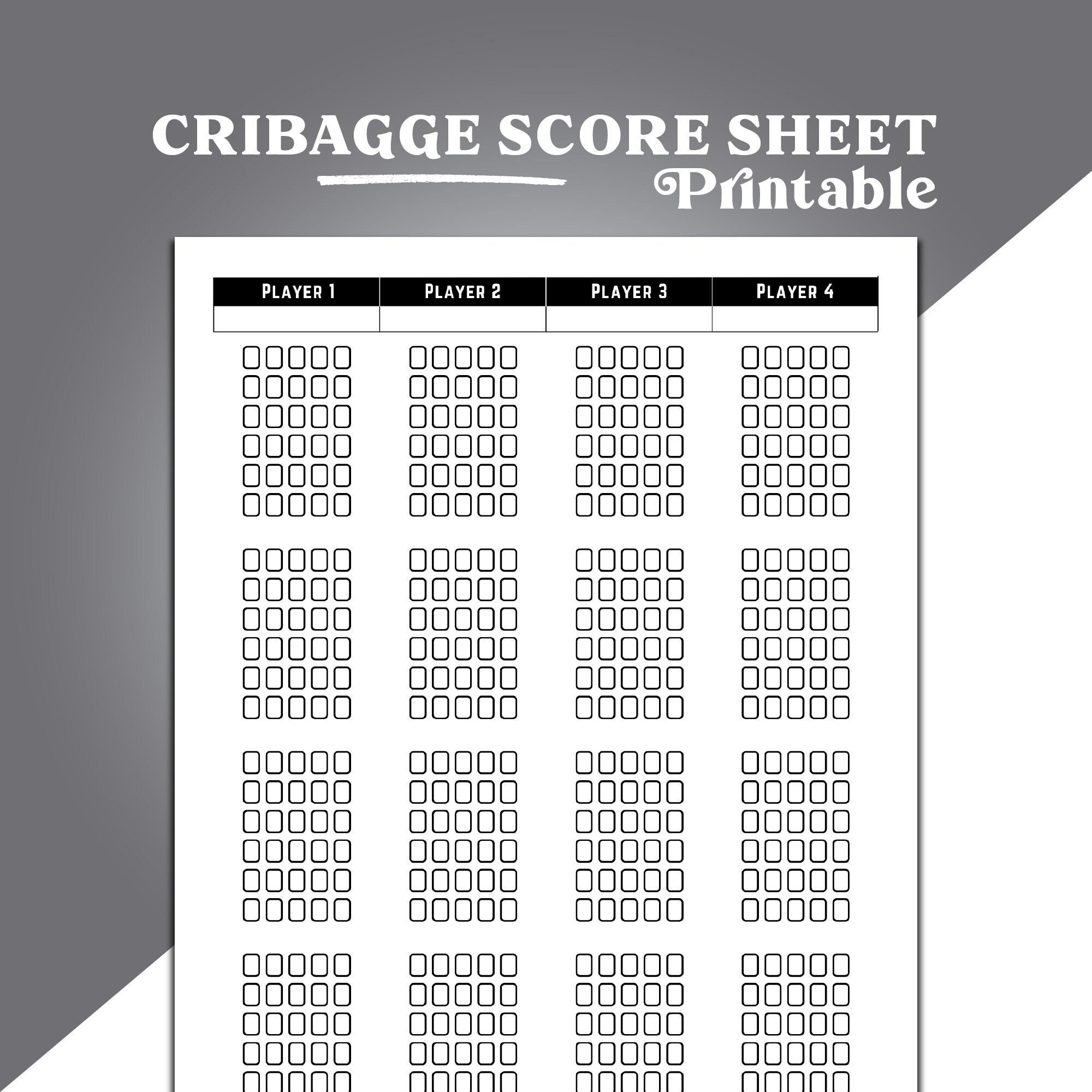 Cribbage Score Sheets, Cribbage Scoring, Cribbage Scoring Aid