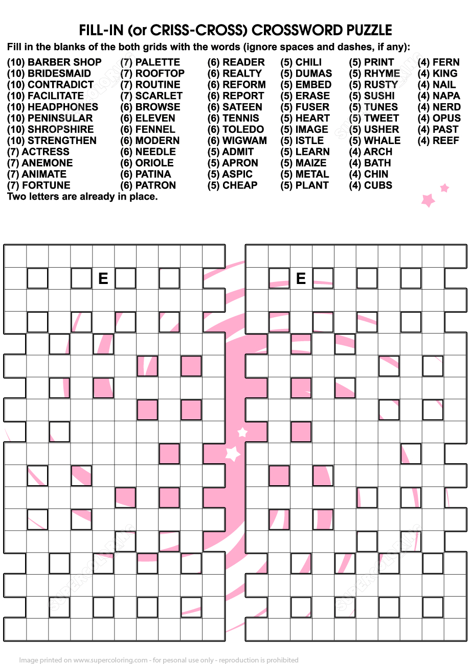 Criss Cross Word Puzzles  + Worksheets for Kids