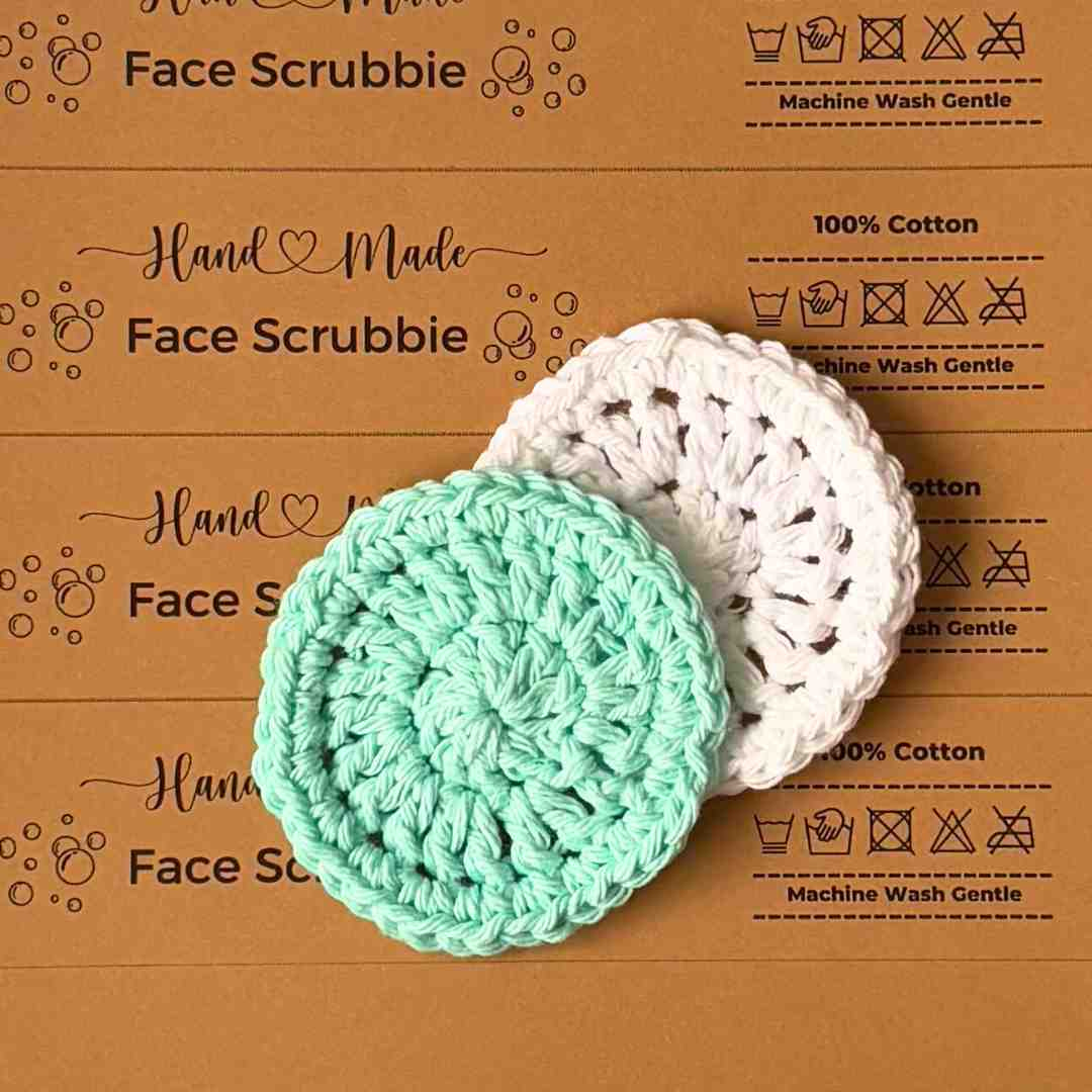 Crochet Face Scrubbie Labels (Printable PDF A) - With Care
