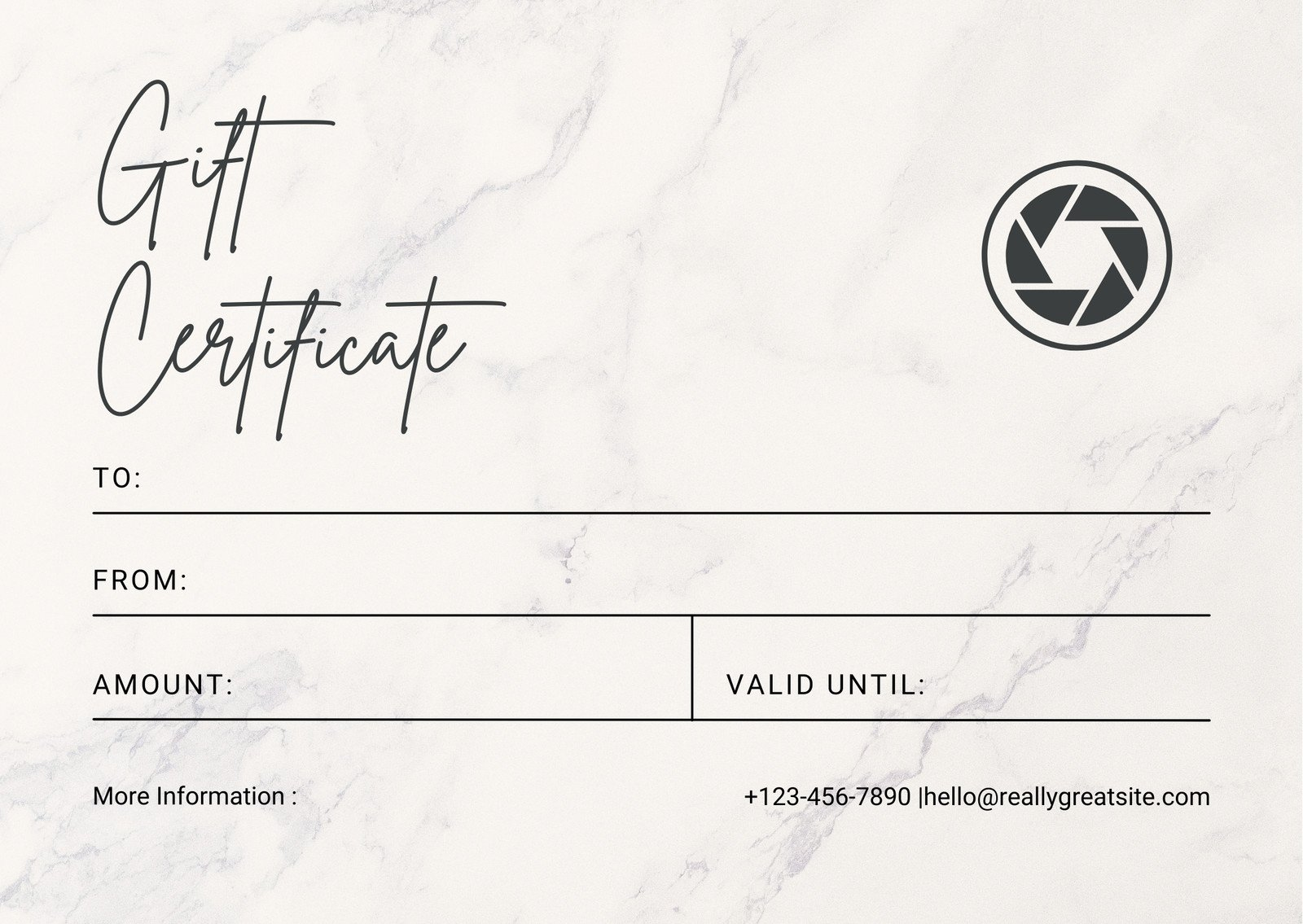 Customizable Photography Gift Certificate Template Free, Custom