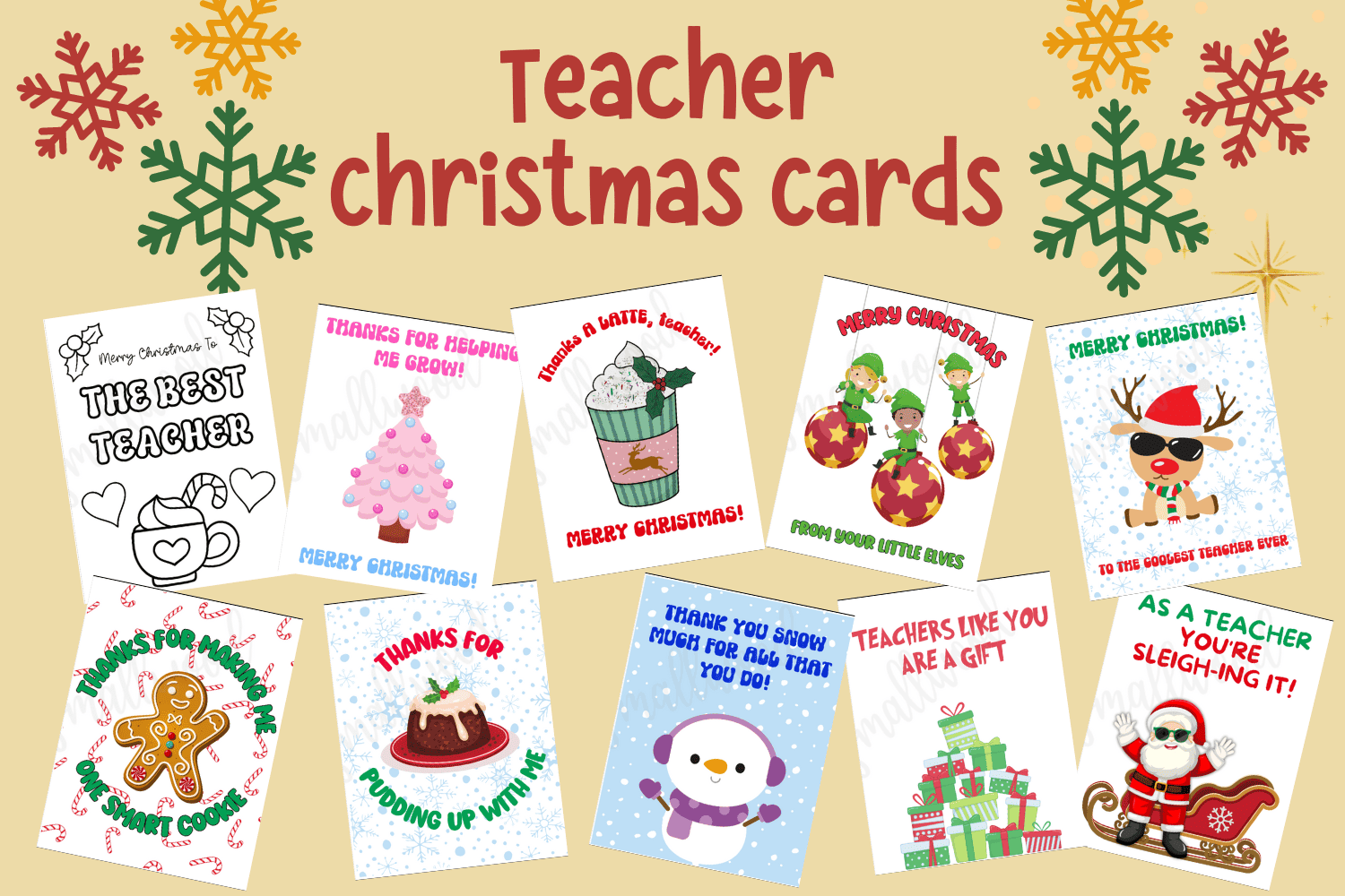Cute & Funny Teacher Christmas Cards (Free Printable) - Cassie