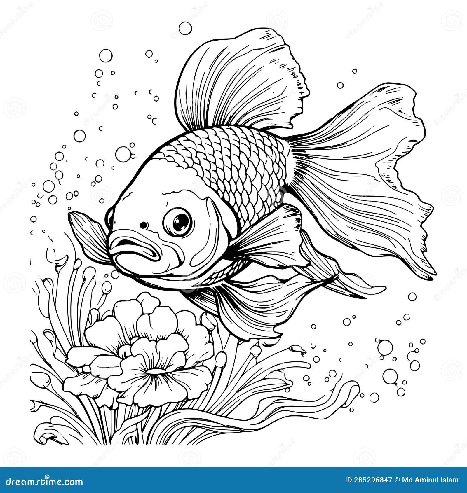Cute Fish Coloring Page Drawing for Kids Stock Vector Cute Fish Coloring Page Drawing for Kids Stock Vector