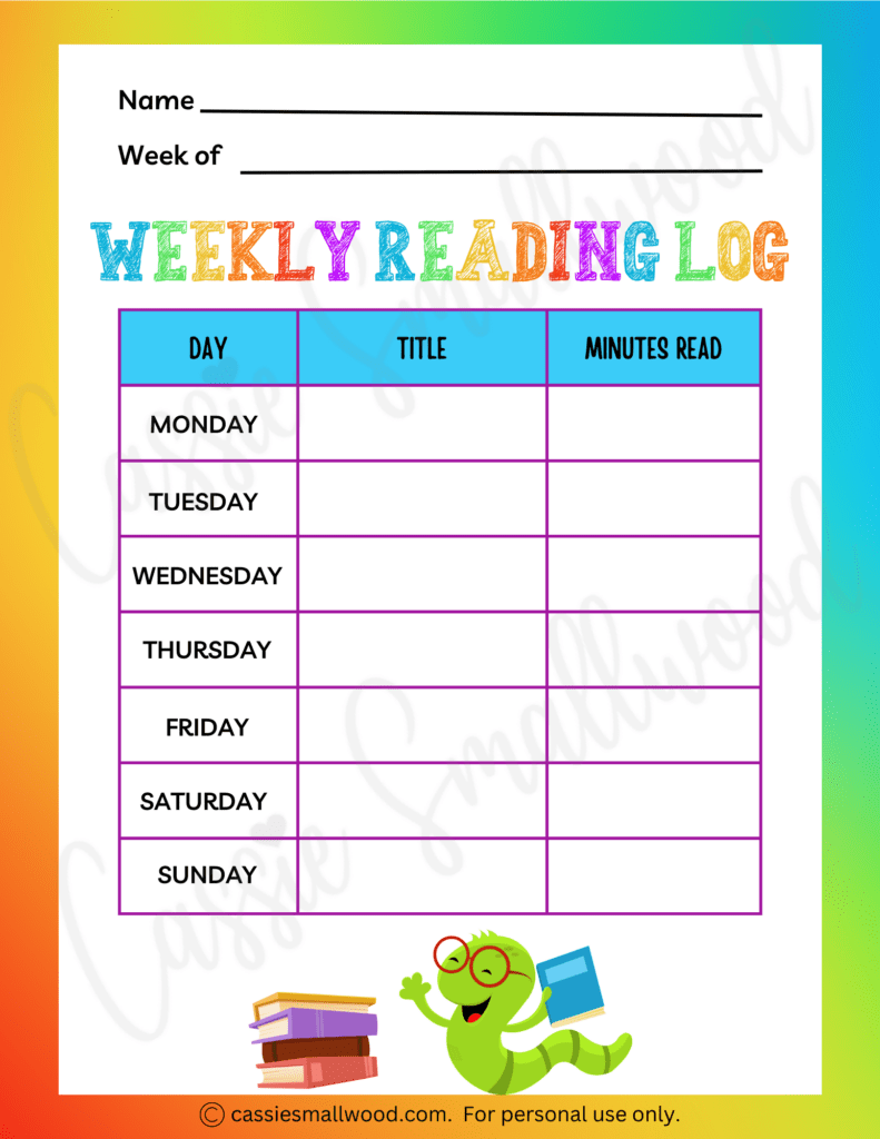 Cute Reading Logs FREE PRINTABLE - Cassie Smallwood Cute Reading Logs FREE PRINTABLE - Cassie Smallwood