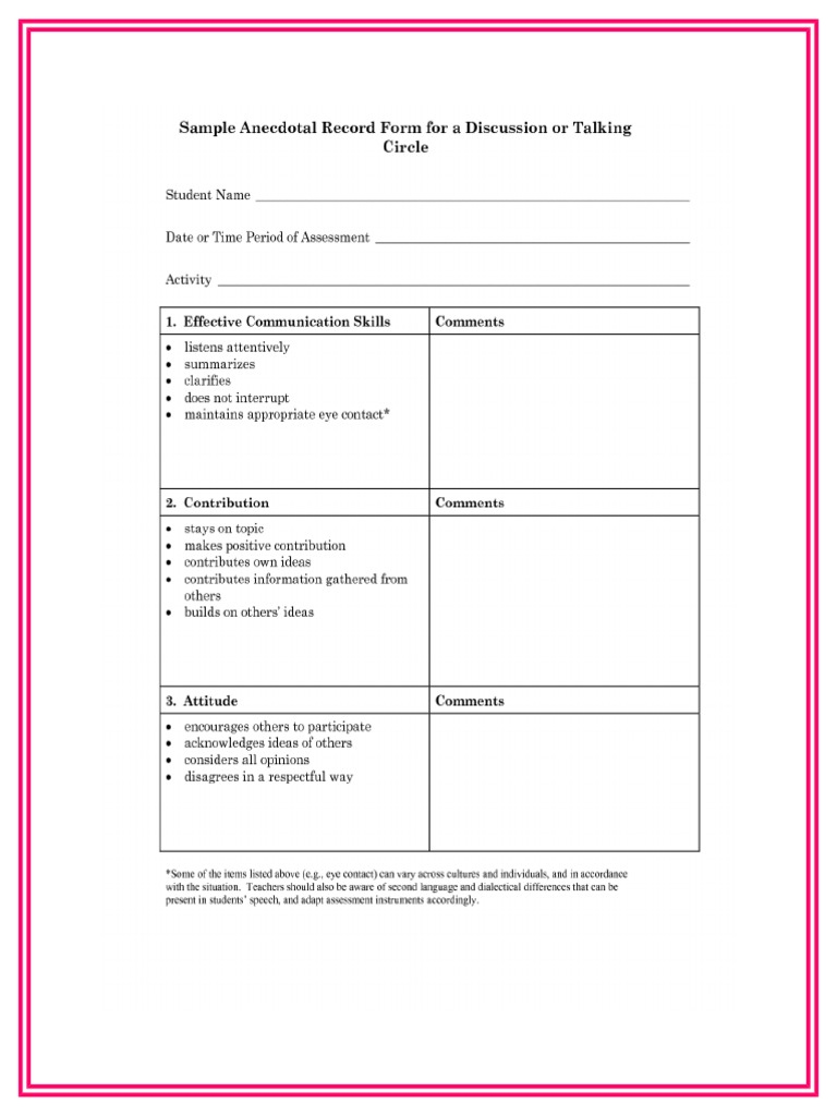 D) Anecdotal Record PDF D) Anecdotal Record PDF