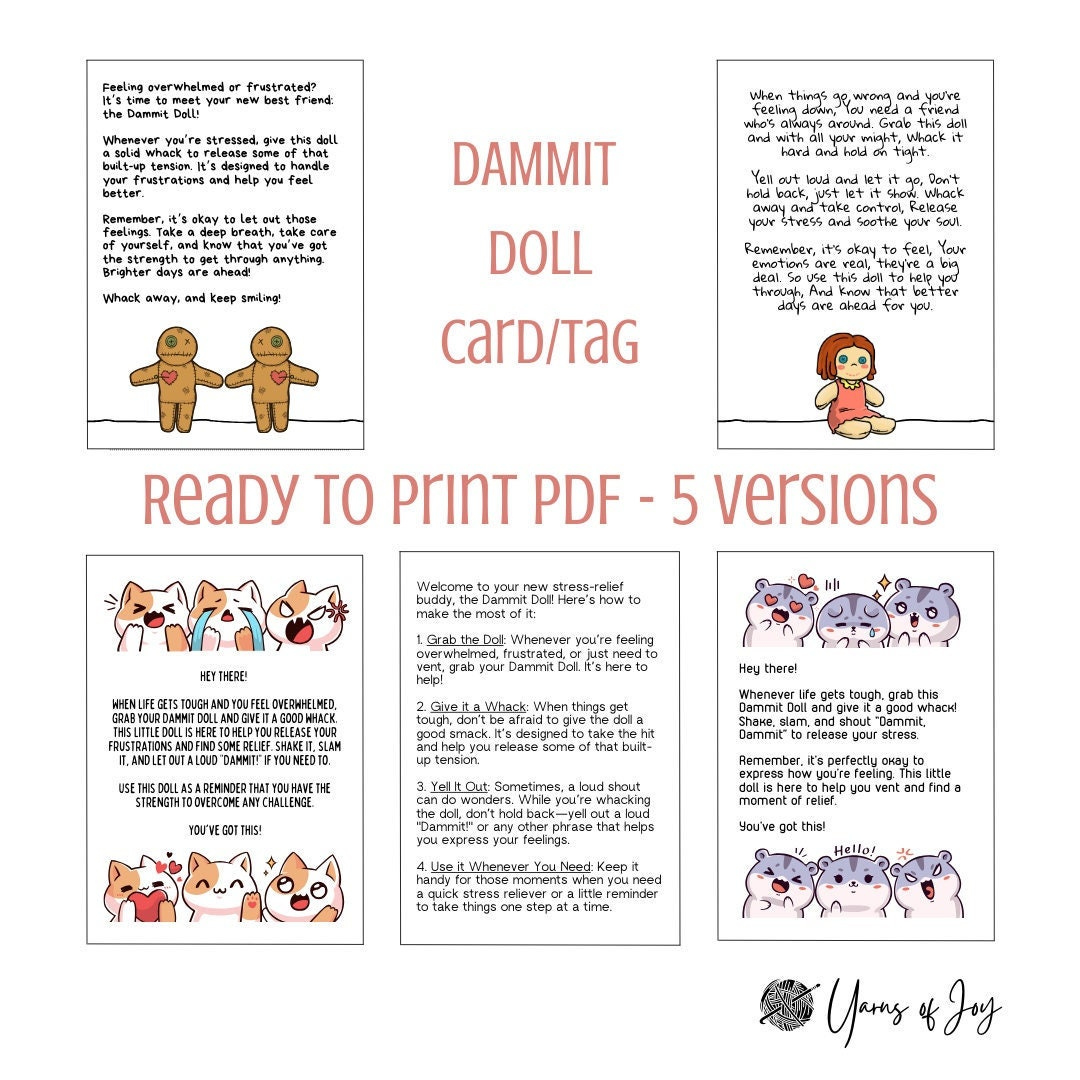 Dammit Doll Tag and Display Card - Digital Download - Etsy Dammit Doll Tag and Display Card - Digital Download - Etsy