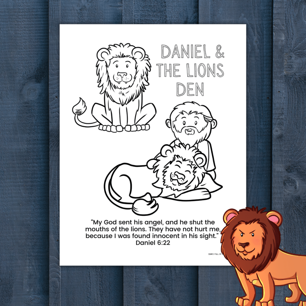 Daniel and the Lions Den Coloring Page (Free Printable) - Simply
