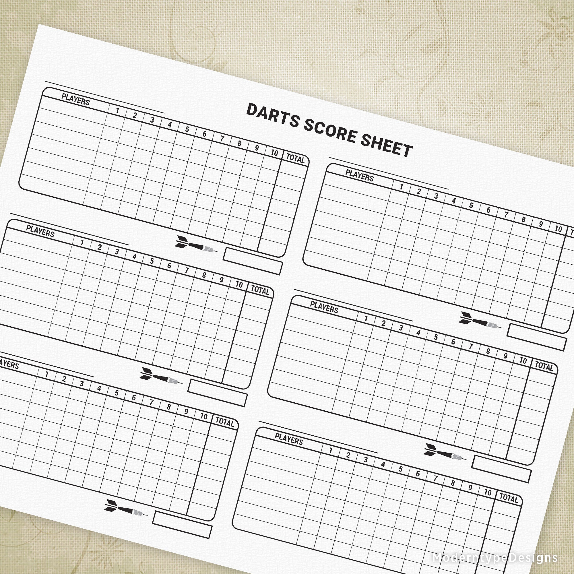 Darts Scoring Sheet Printable, or Games Darts Scoring Sheet Printable, or Games
