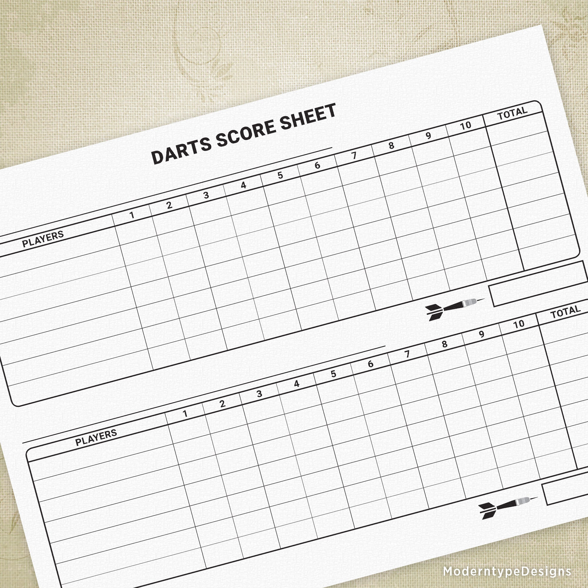 Darts Scoring Sheet Printable, or Games Darts Scoring Sheet Printable, or Games