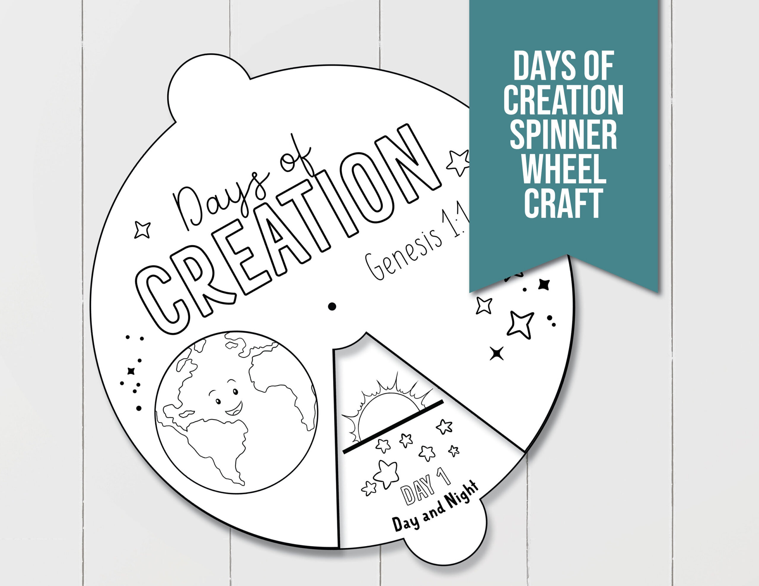 Days of Creation Spinner Wheel Printable, Perfect Sunday School Days of Creation Spinner Wheel Printable, Perfect Sunday School