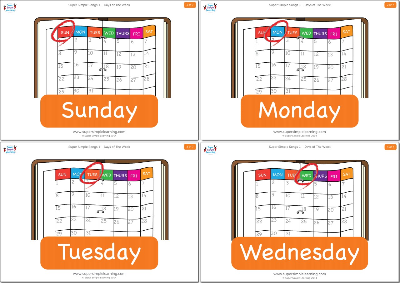 Days Of The Week Flashcards - Super Simple