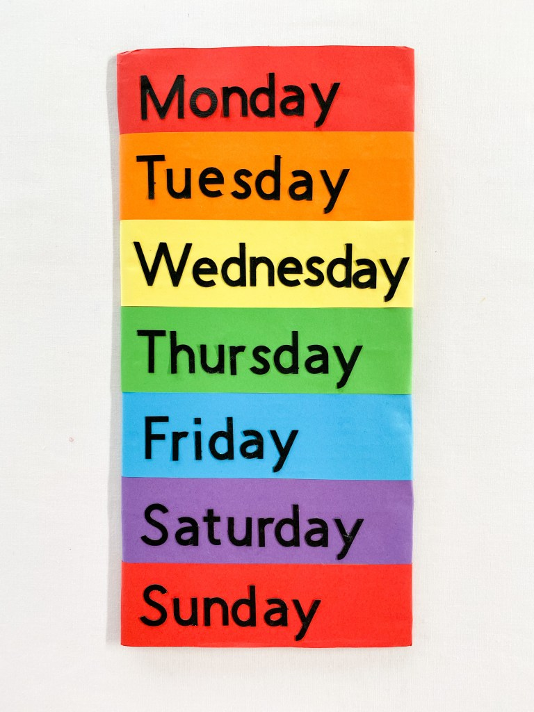 Days of The Week Peg Board