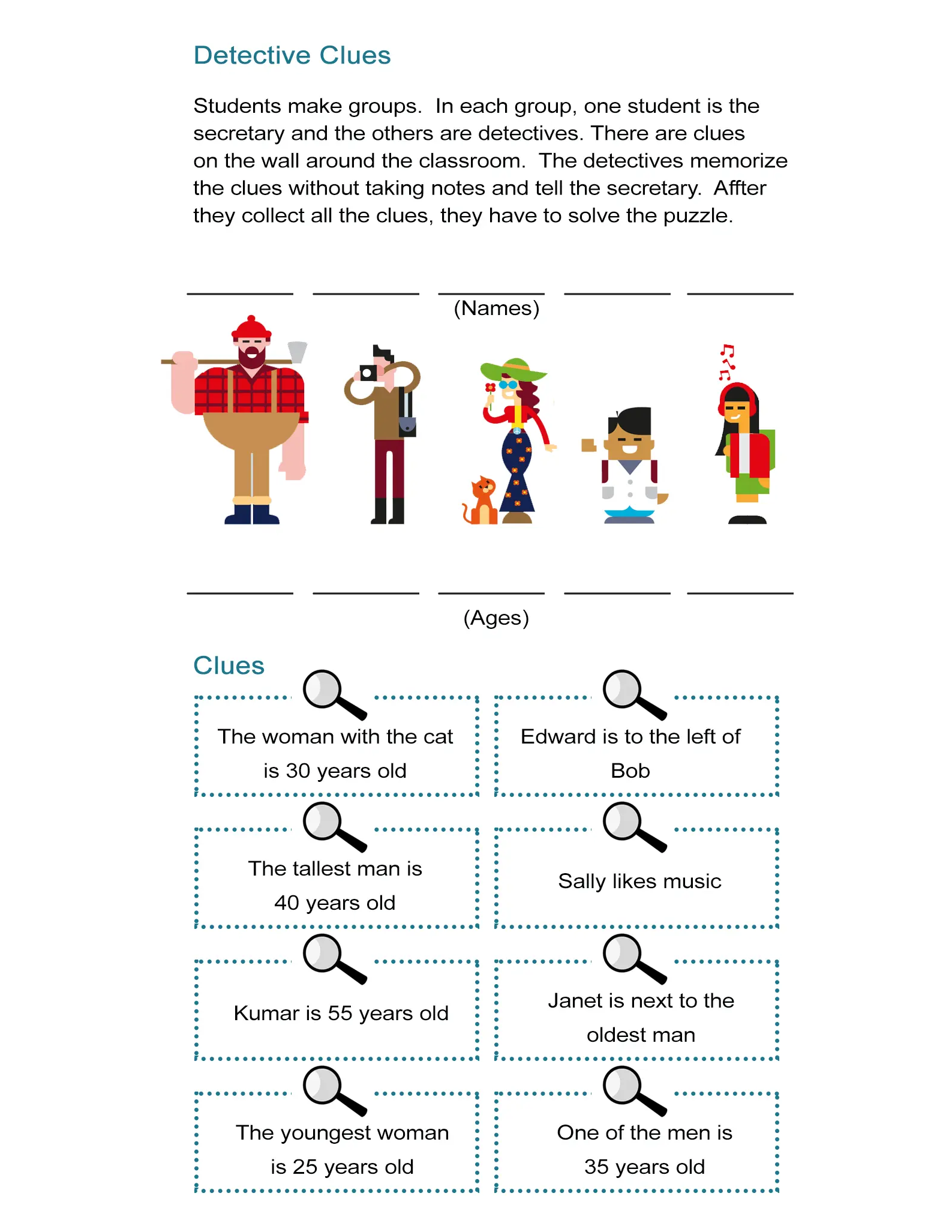 Detective Clues: Solve the Mystery in the Puzzle Worksheet - ALL ESL