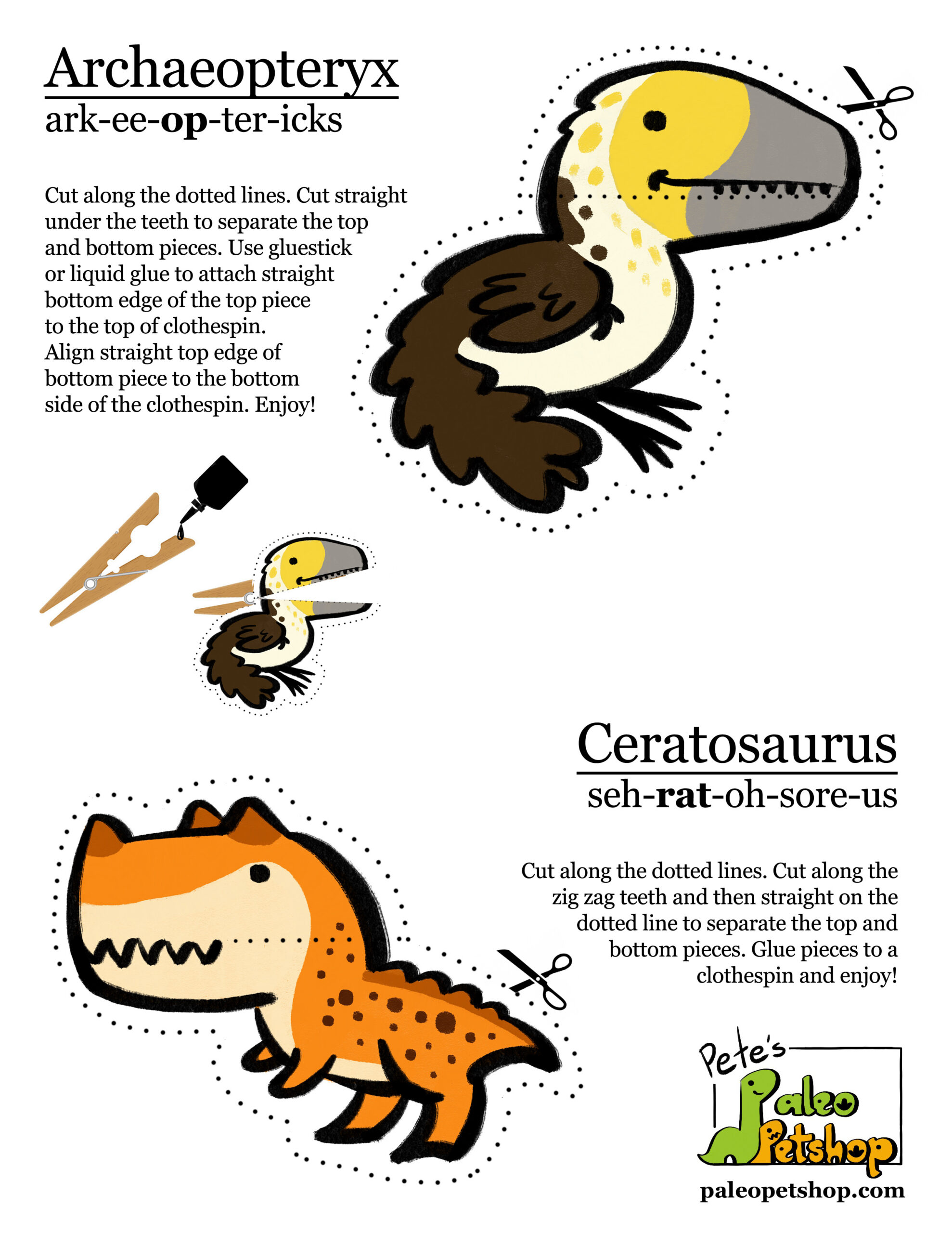 Dinosaur Clothes-pin Puppets – Pete