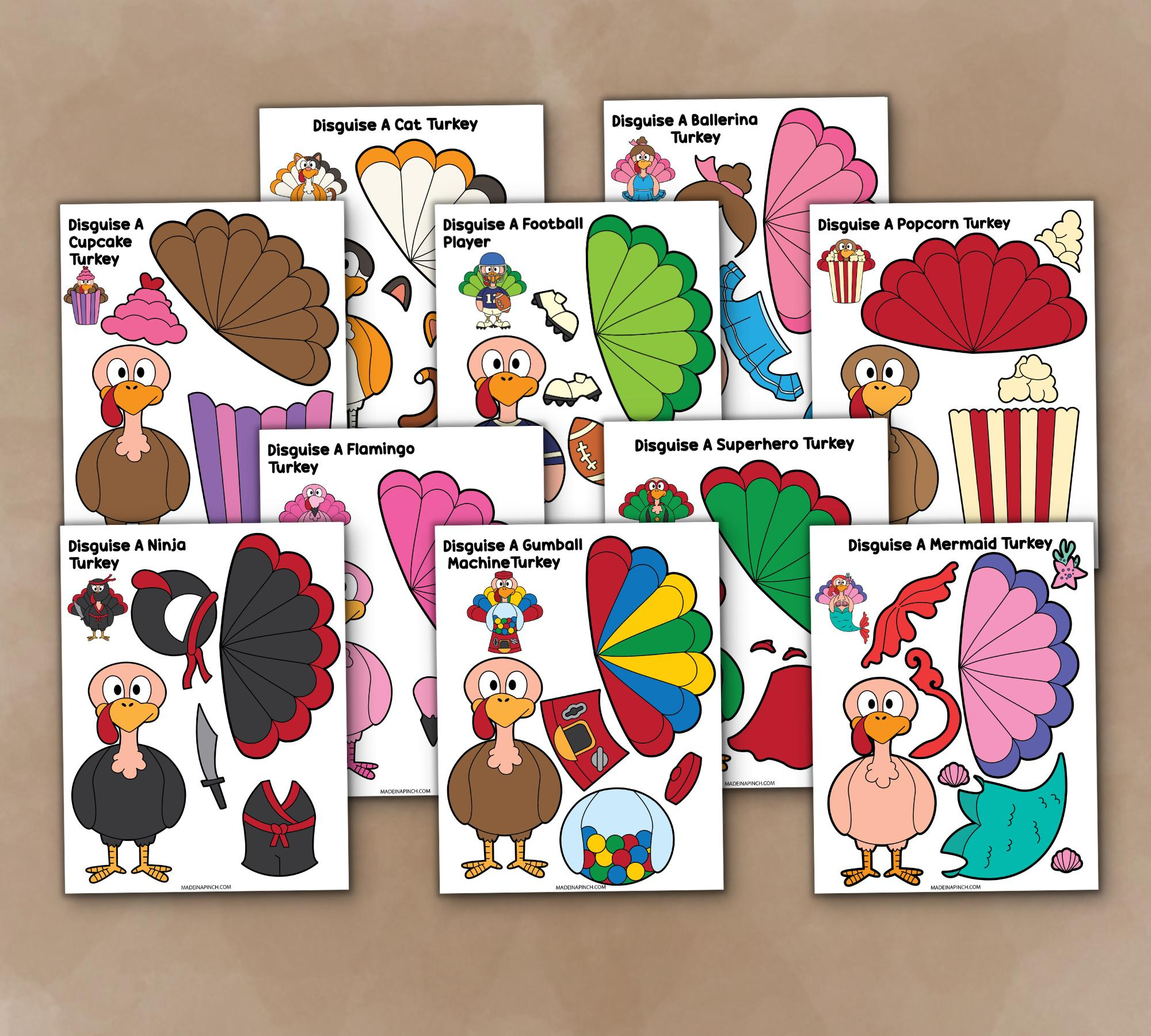 Disguise A Turkey Cut And Color Paper Craft (+ Free Templates