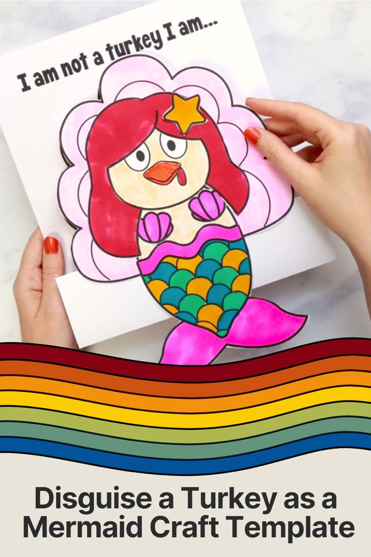 Disguise a turkey mermaid printable project Disguise a turkey mermaid printable project