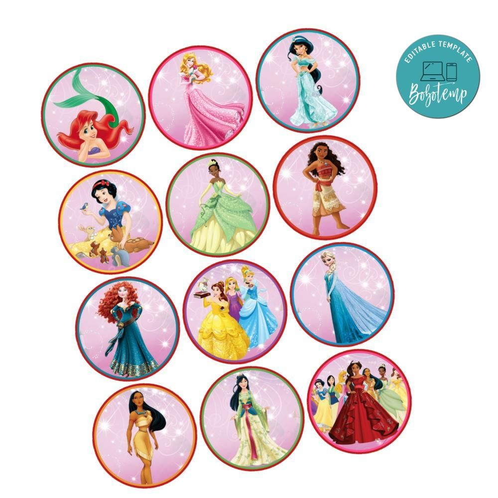 Disney Princess Cupcake Toppers Template Printable DIY Bobotemp Disney Princess Cupcake Toppers Template Printable DIY Bobotemp