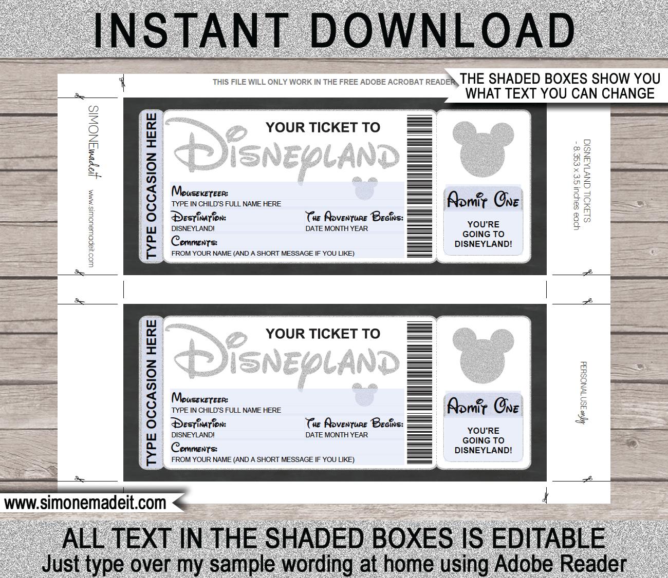 Disneyland Trip Printable Template  Surprise Disney Trip Reveal