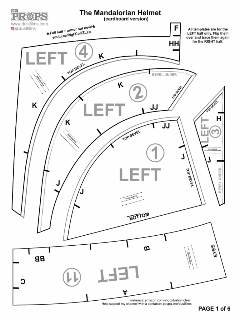 DIY Cardboard Mandalorian Helmet Templates  PDF
