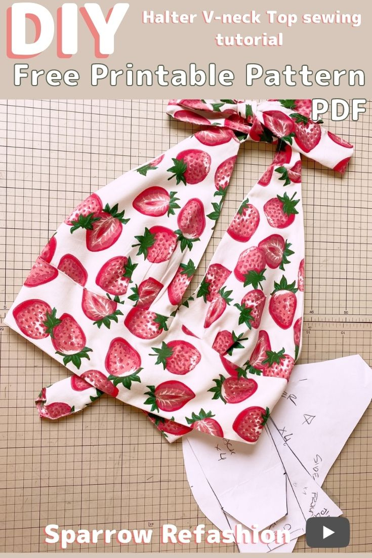 Diy Halter Top sewing tutorial and free pattern - Anielska Aniela Diy Halter Top sewing tutorial and free pattern - Anielska Aniela