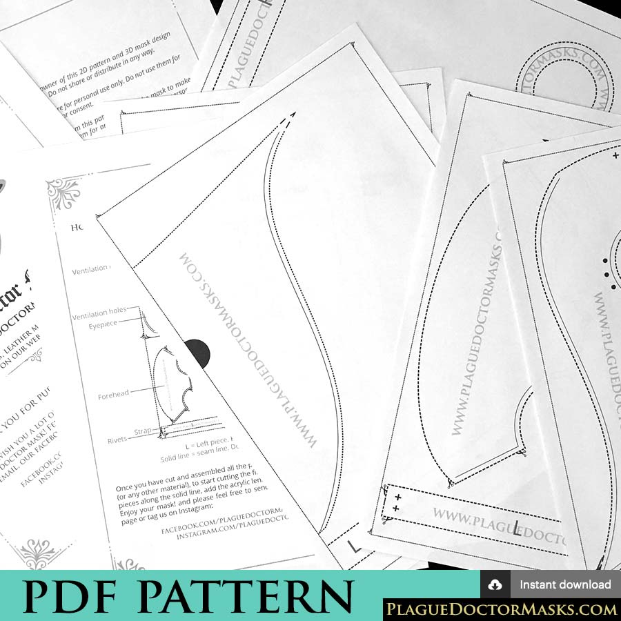 DIY Plague Doctor Mask Pattern Template with Instructions