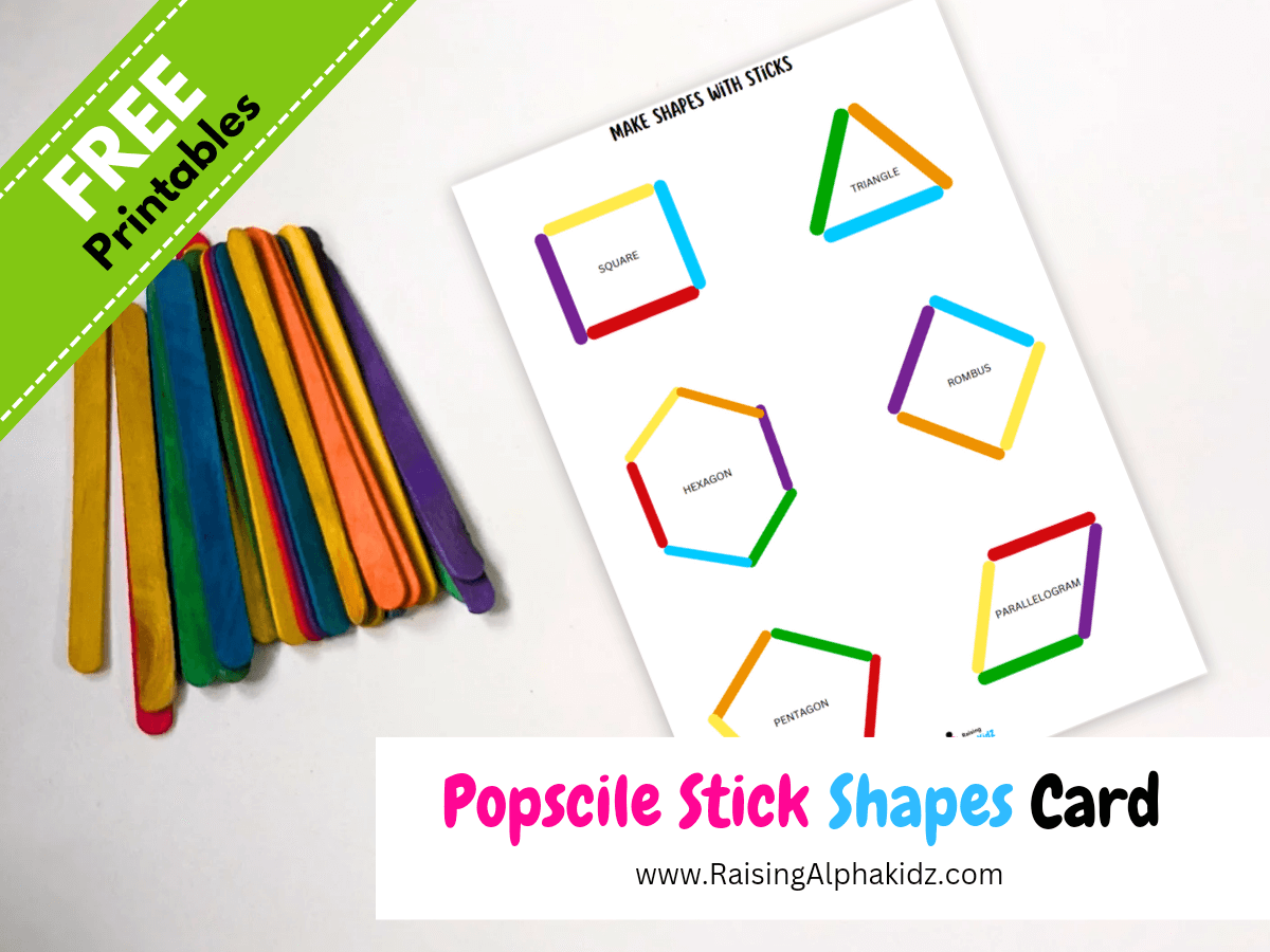 DIY Popscile Sticks Shapes Card Free Printables » Raising Alphakidz