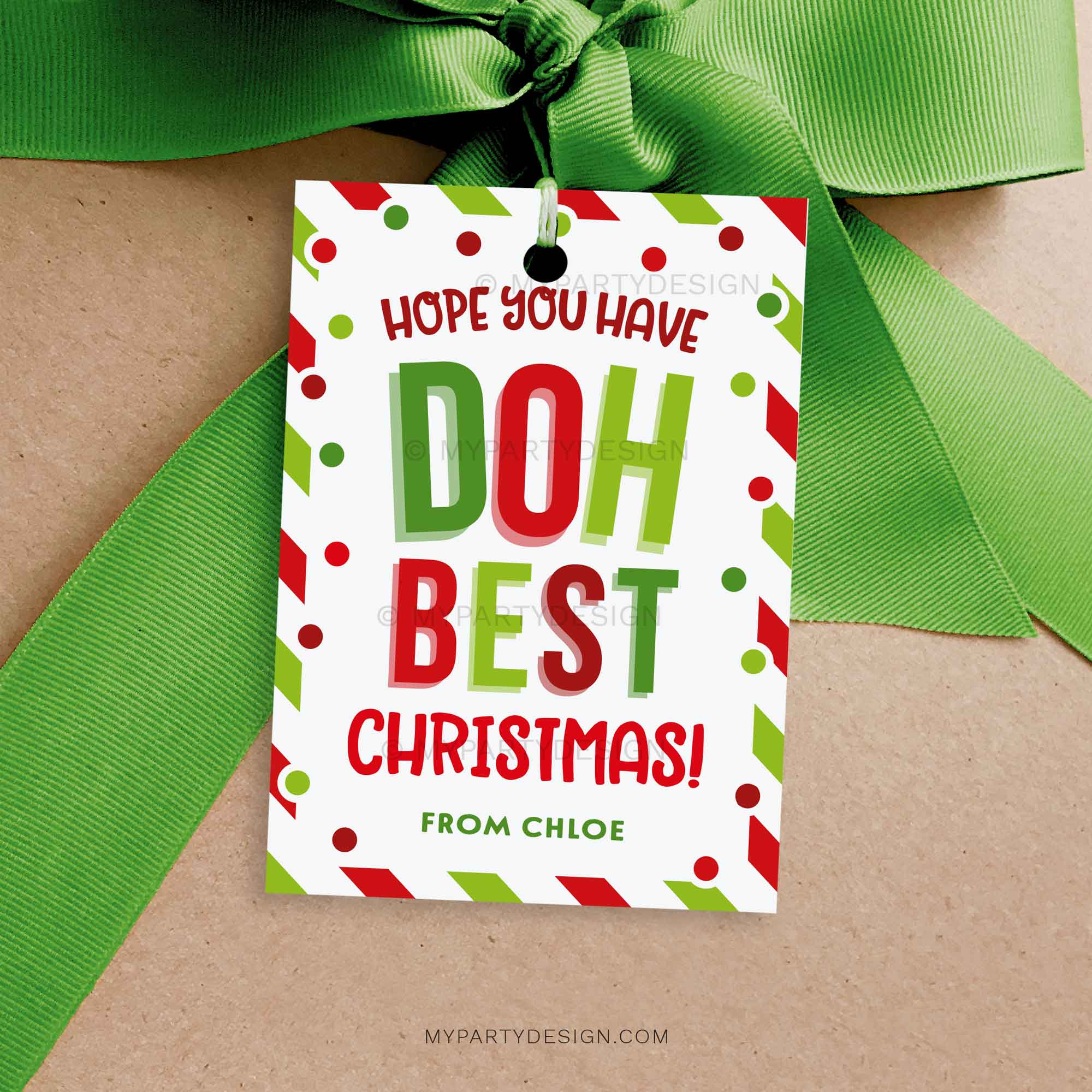 Doh Best Christmas Play Dough Gift Tag, Printable PDF - My Party