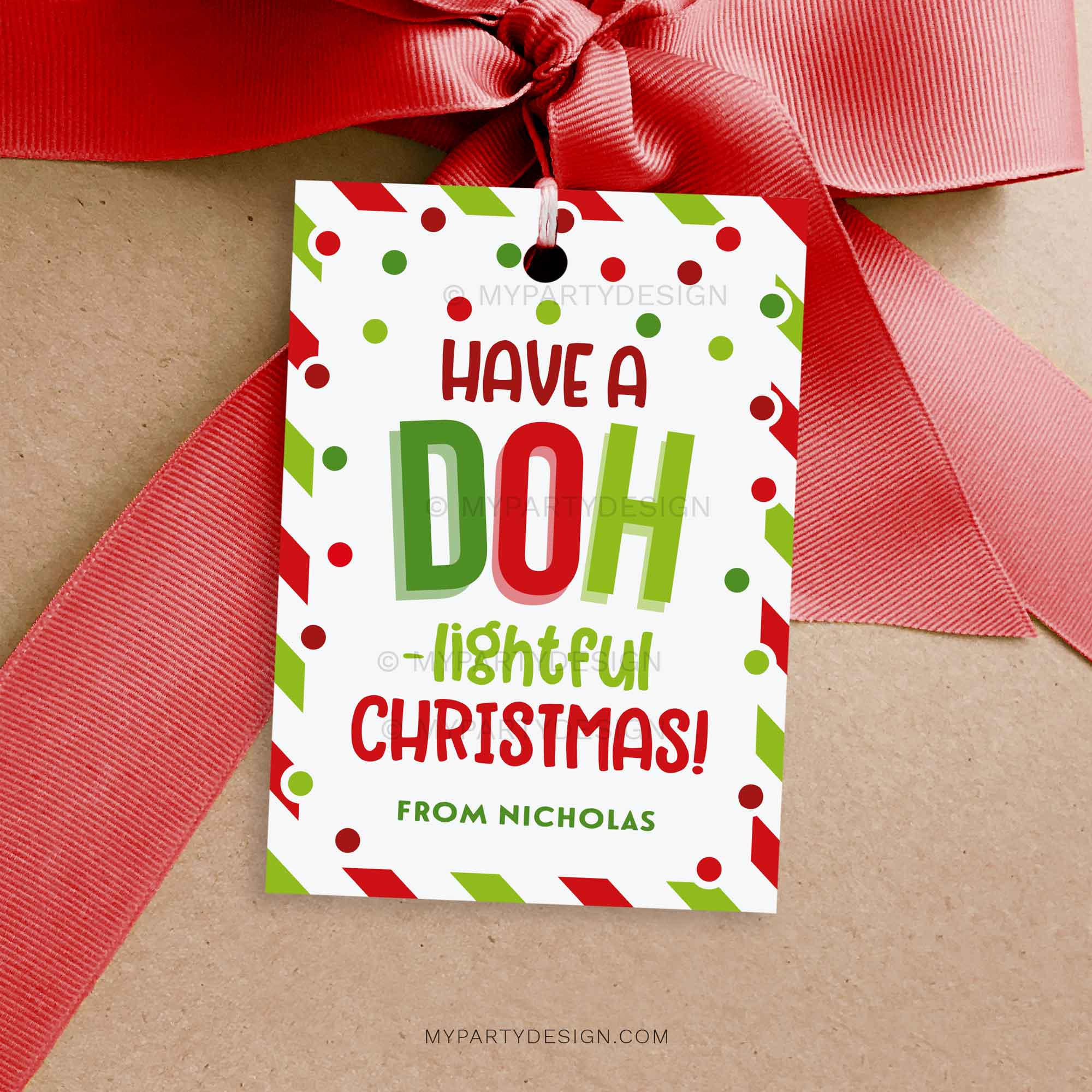 Doh-lightful Christmas Play Dough Gift Tag, Printable PDF - My