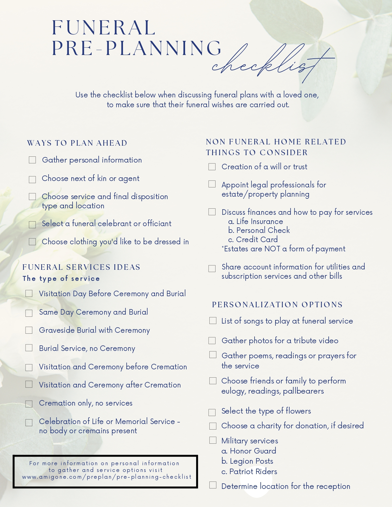 Download Our FREE Funeral Pre-Planning Checklist Here