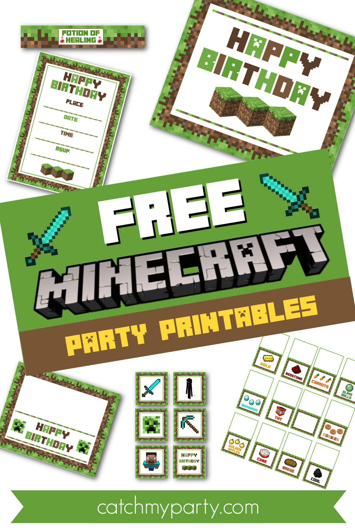 Download These Awesome FREE Minecraft Party Printables!  Catch My
