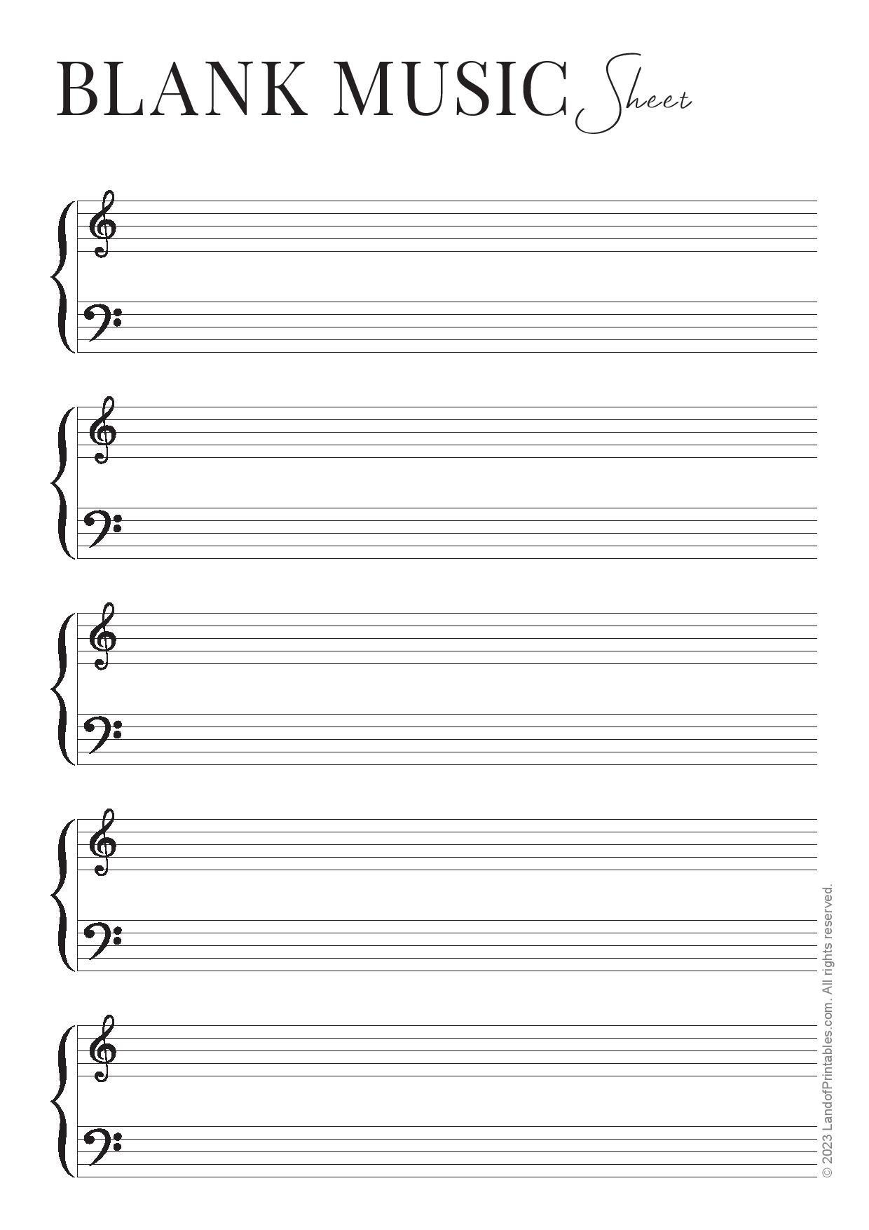 Download Your Free Blank Music Sheet - Land of Printables