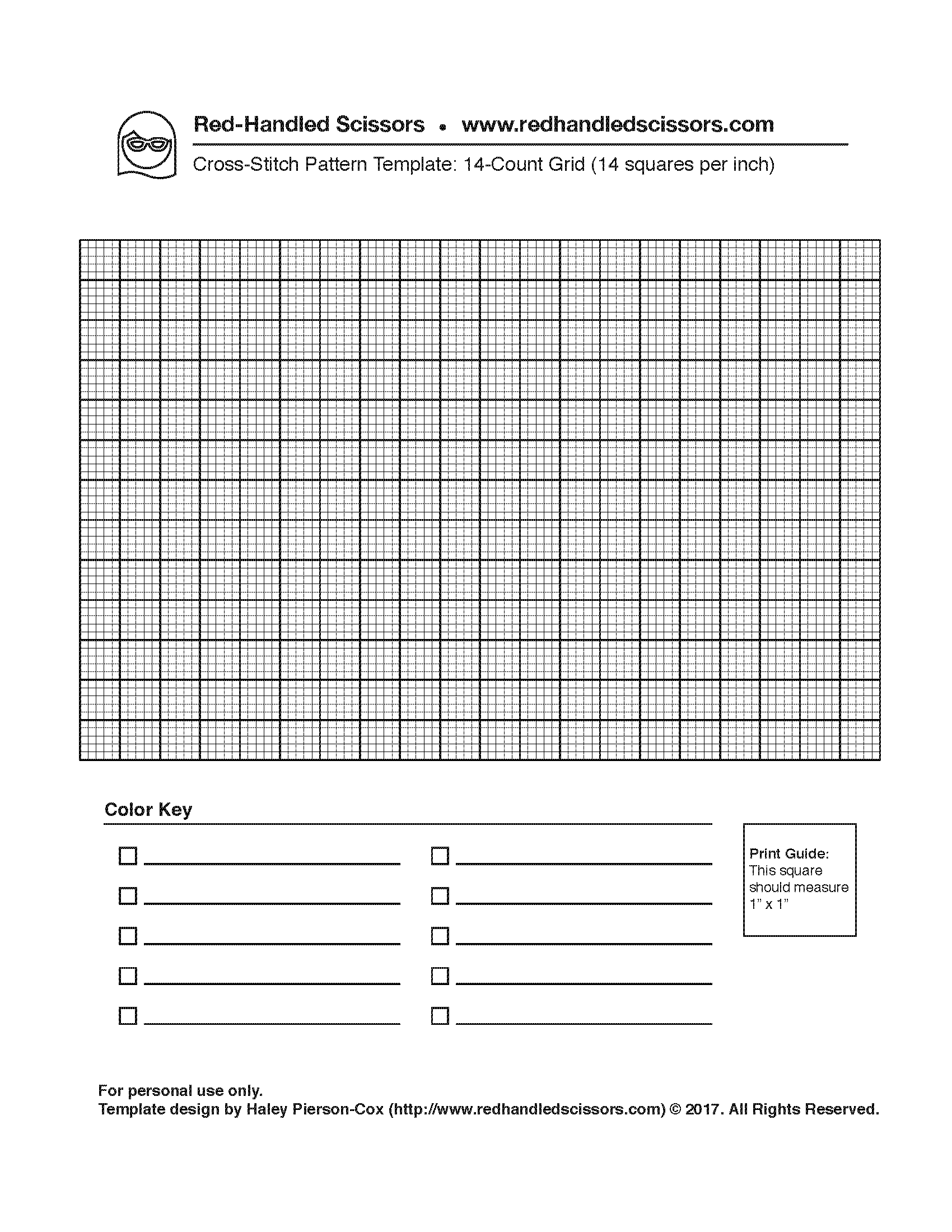 Downloadable Cross-Stitch Graph Paper Templates - Red-Handled Scissors
