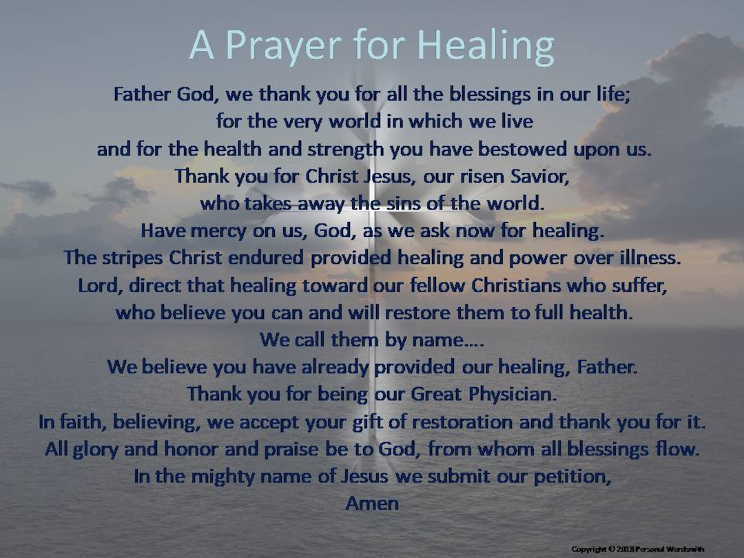 Downloadable Healing Prayer, Christian Healing Prayer Print, Pray