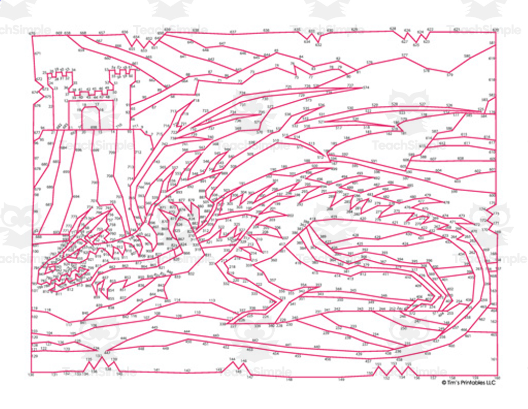 Dragon Extreme Difficulty Dot-to-Dot / Connect the Dots Puzzle