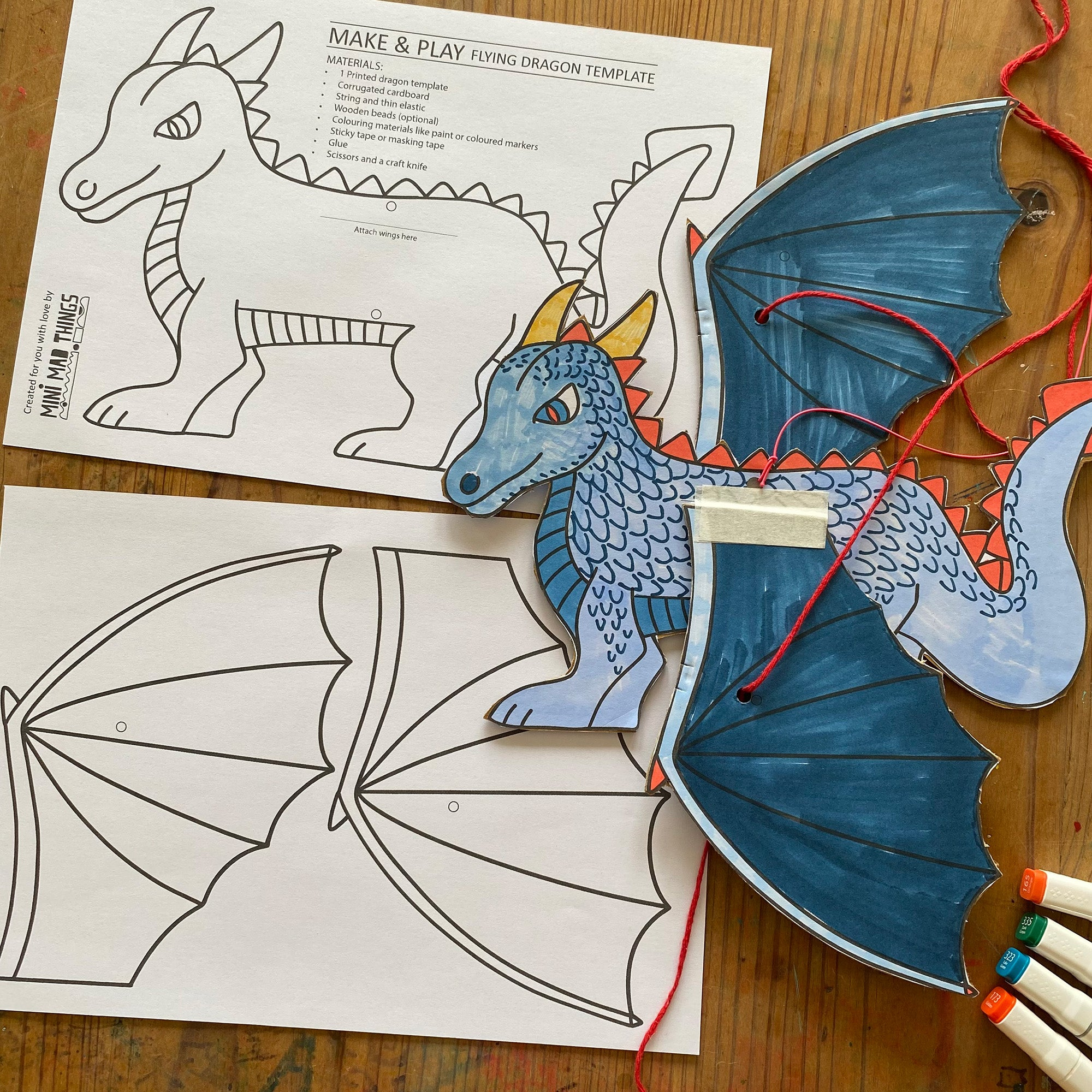 Dragon printable template - Mini Mad Things Dragon printable template - Mini Mad Things