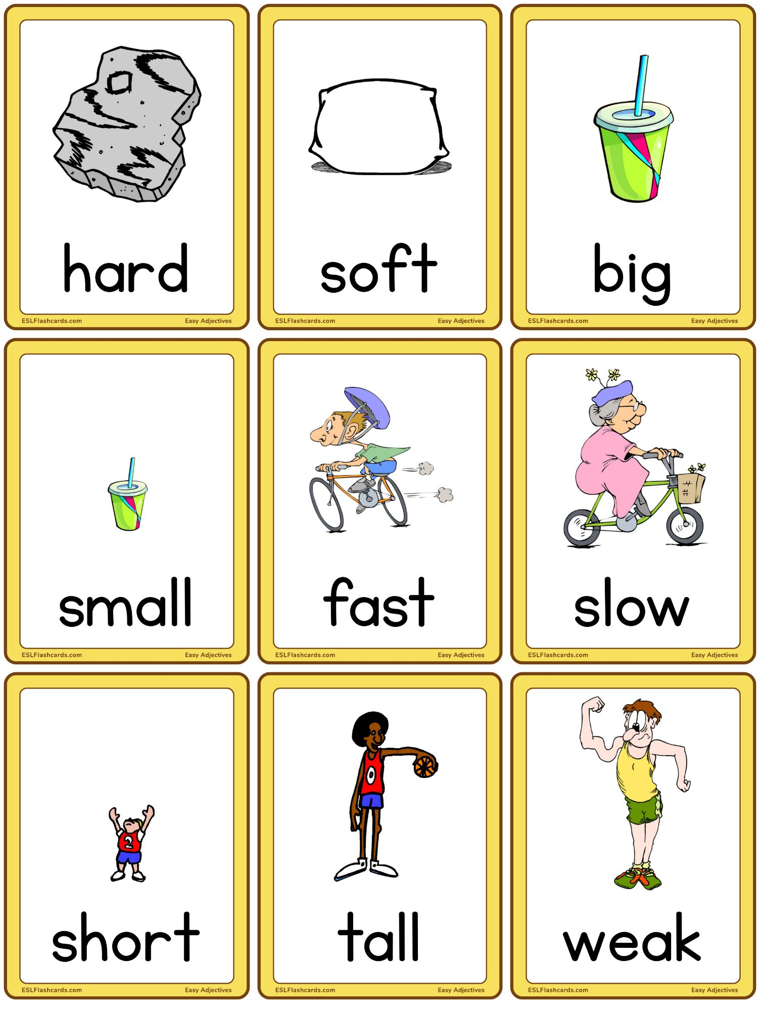 Easy Adjectives (Set A) - ESL Flashcards