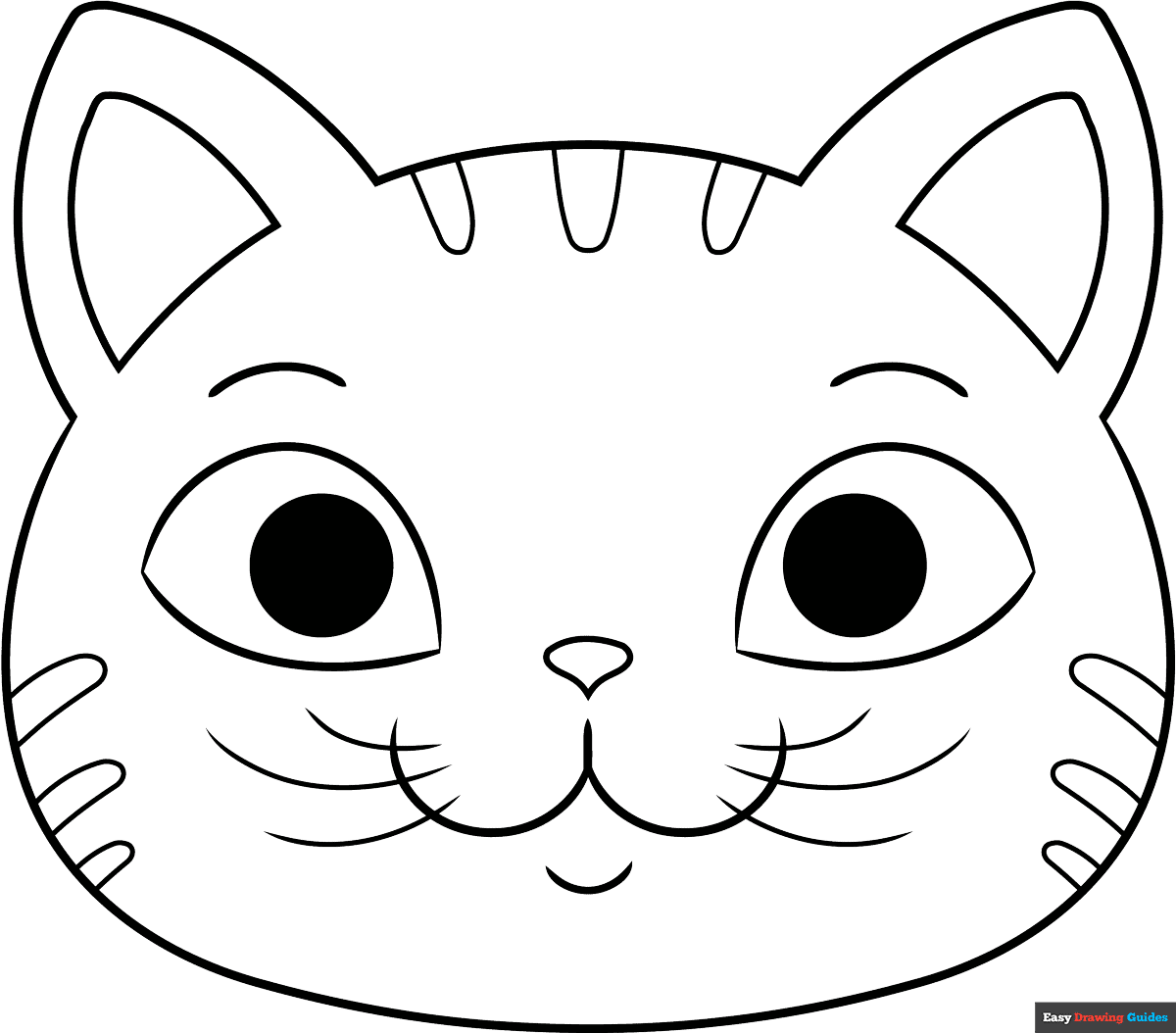 Easy Cat Face Coloring Page  Easy Drawing Guides