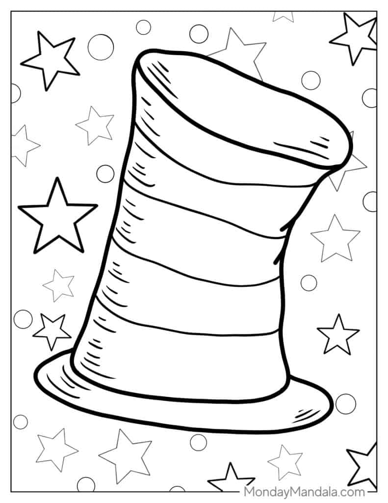 Easy Cat In The Hat Coloring Pages Free Printable Dr Seuss Hat Diy Easy Cat In The Hat Coloring Pages Free Printable Dr Seuss Hat Diy