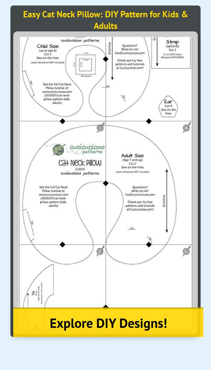 Easy Cat Neck Pillow: DIY Pattern for Kids & Adults