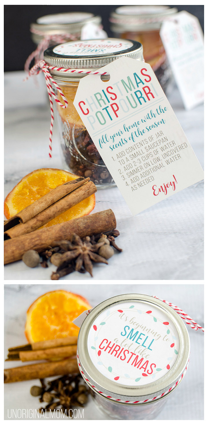 Easy Christmas Potpourri Gift Jars with Free Printable Tags Easy Christmas Potpourri Gift Jars with Free Printable Tags