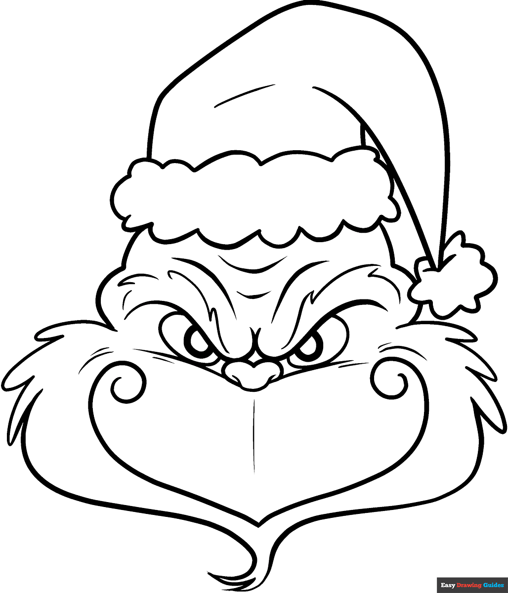 Easy Grinch Face Coloring Page  Easy Drawing Guides